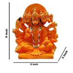 Efinito Orange Panchmukhi Hanuman Statue Marble Resin for Pooja Gift Showpiece Vastu , Home Decor Murti 6 Inch Idol - Image 2
