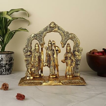 Efinito Lord Ram Darbar with Sita Laxman and Hanuman Ji Metal Statues,Lord Ram Sita Figurine,Lord Ram Sita Laxman Idol Statue for Home Temple,Office,Gifts.Lord Ram Idol for Home Decor - Gold
