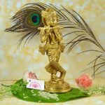 Efinito Standing Brass Lord Krishna Idol Statue Decor Figurine Krishna Janmashtami Gifts - Image 4