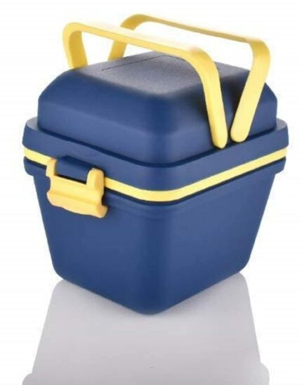 Efinito Plastic Dieting Airtight Lunch/Tiffin Box Set 3 Compartment Tiffin with Handle&Push Lock for Travelling, School Kids&Office Exclusive,Blue (14 X 12 X 14 Cm),10 ml
