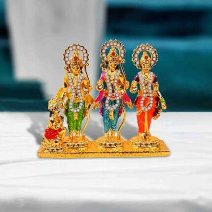 Efinito 3D Ram Darbar Idol (Ram Darbar St-2190) Multi Color Metal God Stand Statue for Home/Mandir/Office Table Decor/Car Dashboard Murti Showpiece