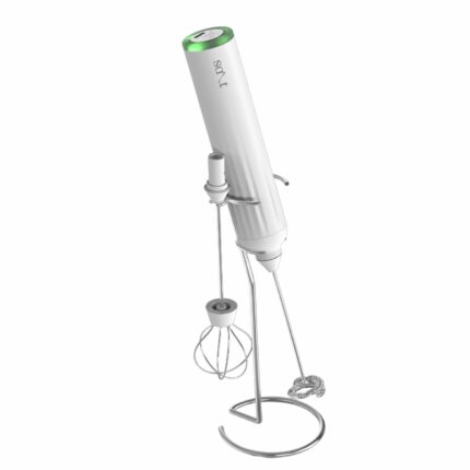 Efinito AeroWhisk Pro Rechargeable Frother | 3 Speed Modes | 3 Replaceable Heads - Milk Frother, Egg Beater, Mixer | Powerful Motor with 1500mAh Battery | Stand Included (White)