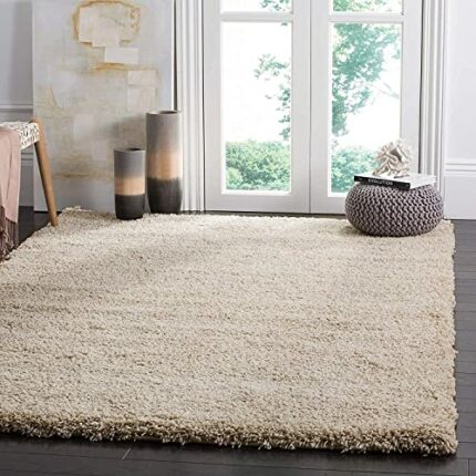 SHARDHA Home Modern Shaggy Carpets and Rugs for Hall, Offices, Kitchens, Bedroom, Living Room and Cabins (4 x 6 feet, Ivory)