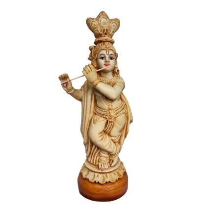 Efinito 1.5 Feet Krishna showpiece Idol Decorative Statue Figurine for Home Decor Craft Gifts for House Warming for Living Room, Beige, 40 X 16 X 11 cm, Resin