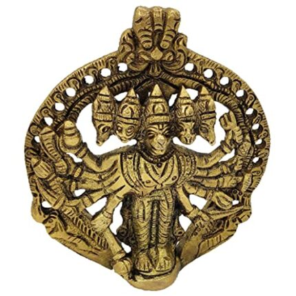 Efinito Metal Brass Panchmukhi Hanuman Idol Statue Murti for South Facing Main Door Entrance Vastu Remedies Home & Temple Decor (Size 4 Inches, Sw)