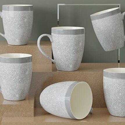 Efinito Grey Fizz Coffee Mug Set of 6 Ceramic Mugs to Gift to Best Friend, Tea Mugs, Microwave Safe Coffee Mugs, Ceramic Tea Cups