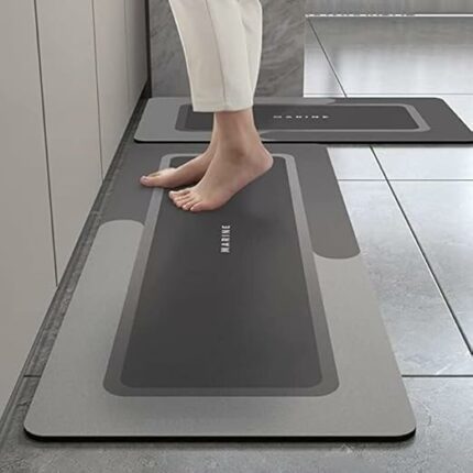Efinito 2 Pcs Kitchen Mats, Waterproof Memory Foam Kitchen Rugs, Standing Desk Mat Floor Mats, Comfort Runner Rug Carpets for Kitchen Floor, Sink - (120 * 40 cm, 40 * 60 cm - Grey)