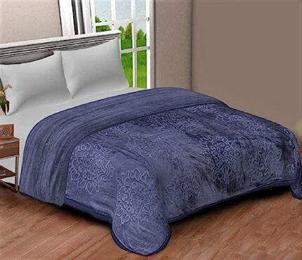 Efinito Super Soft Light Weight Mink Blanket | Floral Embossed Design |Mink Blanket Single Bed for Winter-(Grey)-Pack of 1