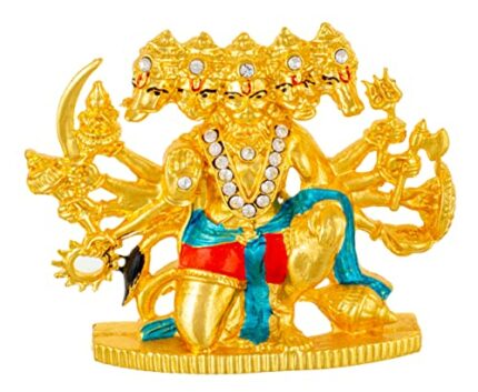Efinito Panchmukhi Hanuman Idol 5 Faced Bajrang Bali Murti (B-181) Color Metal Statue for Home D?cor Car Dashboard Mandir Pooja Murti Temple Puja Office Table Showpiece