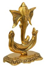Efinito Metal Ganesh Idol, Height 18 cm, Gold Antique, 1 Piece - Image 3
