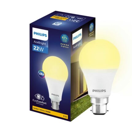 Efinito 22-watt LED Bulb |AceBright High Wattage LED Bulb|Base: B22 Light Bulb for Home | Golden Yellow, Pack of 1
