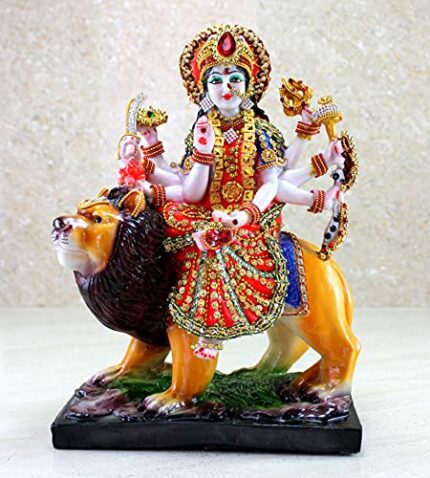Efinito Resin Maa Durga MATA Rani Sherawali Murti Idol Statue Sculpture (8 X 11.5 Inches)