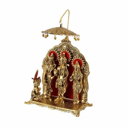 Efinito Antique Gold Plated Ram Darbar Statue Idol Showpiece(25.4 cm x 21.59 cm, Gold, Red)