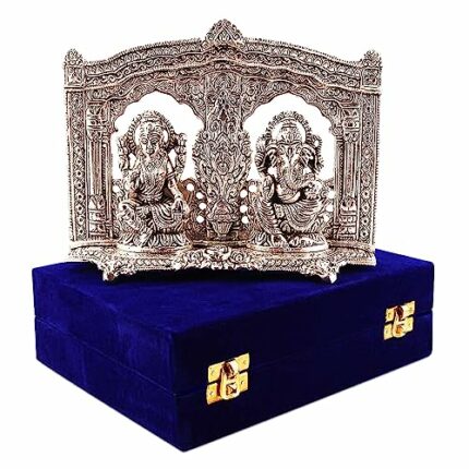 Efinito Laxmi Ganesh Idol (26 cm X 5 cm X 19 cm, Silver Plated), Diwali Gift, Corporate Gifting and Any Auspicious Occasion Laxmi Ganesh Idol for Gift (Silver GL)