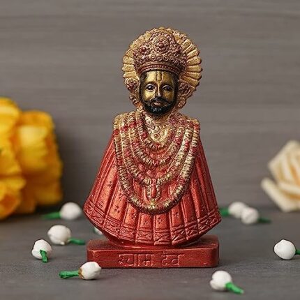 Efinito Premium Baba Khatu Shyam ji Idol Statue Showpiece for Home and Pooja Decoration | Khatu Shyam Murti for Home and Car Dashboard | Gold Color(Size 6 Inches) (Pack of 1)