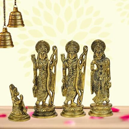 Efinito Ram Darbar Murti Brass Idol for Home Decor|Diwali Pooja Room Decoration Items|Ram Laxman Hanuman Sita Statue (6.8 Inch)