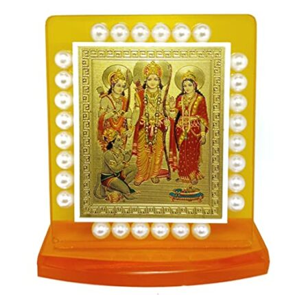 Efinito Ram Darbar Seeta Ram White Pearl (Moti) Acrylic Temple Decorated by Stone | Dashboard Item Home Decor Decorative Showpiece