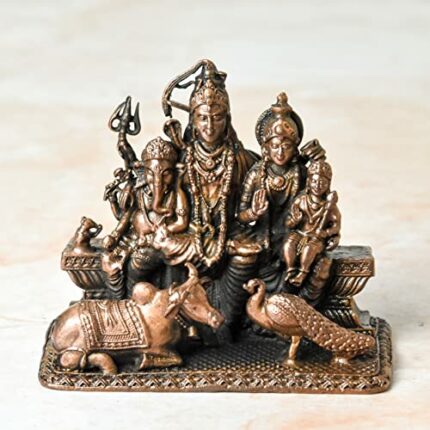 Efinito  2.5 inches, Copper Handmade Shiva Parivar Idol, 310 Grams, Patina Antique Finish, Pack of 1 Piece