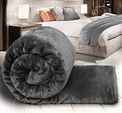 Efinito Ultra Soft Microfiber Luxurious Embossed Very Warm Korean Mink Double Bed Blanket for Winter (Grey, Double Bed)