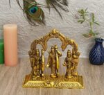 Efinito Rajasthani Handicraft Metal Ram Darbar Murti - Lord Ram laxman sita Statue - Showpiece for Diwali - Unique Gifts (20 cm x 10 cm x 20 cm, Gold)