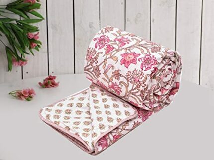 Efinito Super Soft Brushed Microfiber Cotton 3 Layer Breathable Single Dohar Lightweight Warm Bed Dohar 57X87(Inches) 144X220(CM) Flannel Dohar Throws for Bed, Pink