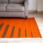 Efinito 'Rustic Heritage' Handwoven Rajasthani Inlay Panja Dhurrie for Living Room & Bedroom in Wool (60 x 36 Inches or 5 x 3 Feet), Fiery Orange and Brown, (EL-042-025) - Image 2