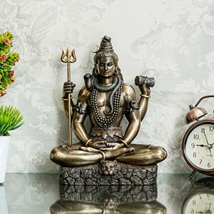 Efinito,,10" Large Lord Shiva Idol Statue | Lord Shiva in Dhyan Mudra | Bholenaath Idol Antique Finish | Bronze God Statue,
