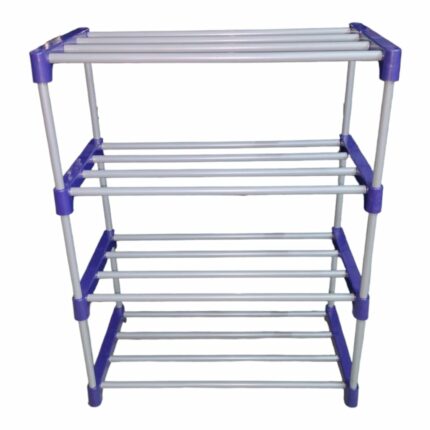 Efinito Metal Plastic Wardrobe Organizer for Clothes | Cloth Storage Stand | Closet Organizer for Clothes | Multi-use Storage Rack | Cupboard for Cloth Organizer | Plastic Almirah (Grey Blue_4 Shelf)