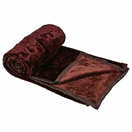 Efinito Velvet Floral Embossed Super Soft Heavy Single Bed Mink Blanket for Winter (Brown, Single)