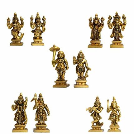 Efinito -Ten Incarnations/Avatars of Lord Vishnu -Lord Vishnu All Avtar Statues is Made Brass with Details Worked by India Artisan.
