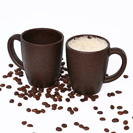 Efinito Set of 2 Earth-Friendly Classic Coffee Mug | 300 ml | Made with Rice Husk & Bamboo Fibers | Microwave Safe | for Hot & Cold Coffee, Milk & Tea Cup | Matte Finish Mugs | Coffee