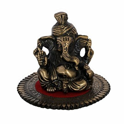 Efinito Pagdi Metal Lord Ganesha on Round Base (10.2 cm x 10.2 cm x 7.6 cm, Brown)