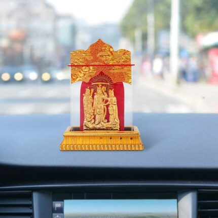 Efinito Golden Ram Darbar Statues/Hindu God Idol Acrylic Frame Showpiece | Car Dashboard | Office Table (10 x 8 Centimeters)