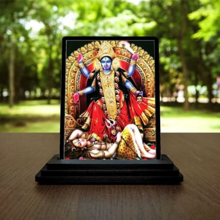 Efinito Kali MATA Wooden Car Dashboard Idol Figurine Handcrafted Showpiece Statue for Home Decor Religious Murti for Festivals - Multicolor - (Size 3x5 Inches)