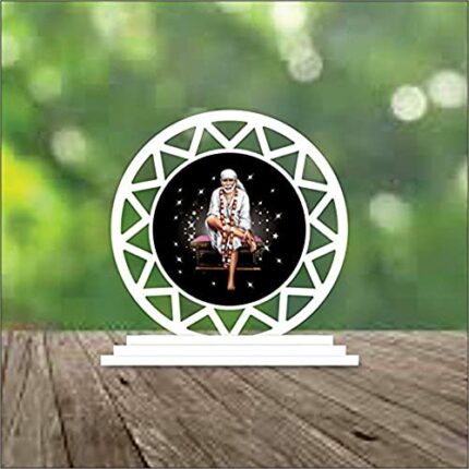 Efinito Quality Sai Baba Acrylic Car Dashboard Idols Figurine Showpiece Size 3X5 inch