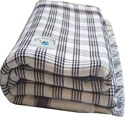 Efinito Handloom Made Single Bed Cotton Khadi Throw (White, Standard)