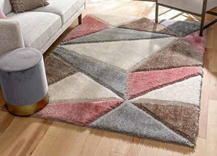 Efinito Furnishing Anti Slip Shaggy Fluffy Fur Rugs and Carpet for Living Room, Bedroom (Multi - 3, 4 x 6 feet)