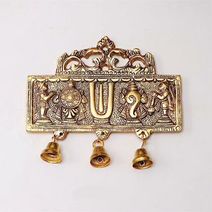Efinito Wall Hanging Tirupati Balaji Symbol Shankh Chakra Tilak with Hanuman ji and garud Statue Gold Plating Antique Decorative for Home & Office Table Showpiece Figurines,R