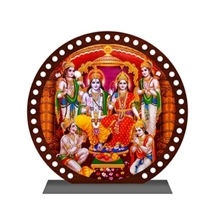 Efinito Ram Darbar Idol for Car Dashboard Acrylic Antic Round murti ram parivar Idol for Home Spiritual Gift Temple Pooja Home Decor Office Study Table Holy Showpiece Figurine