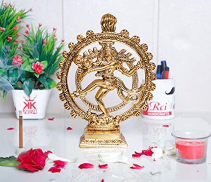 Efinito Metal Shiva Idol Natraj Statue for Home Decor,Gold Plated Dancing Shiva Natraja/Natrajan (Mahakal Murti) Showpiece Figurine Murti Deccoration & Gifts Article...