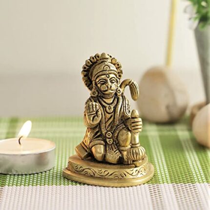 Efinito Lord Hanuman Statue Religious Strength God Sculpture Figurine - Bajrangbali Murti for Puja Ghar (Size 7cm x 5cm)