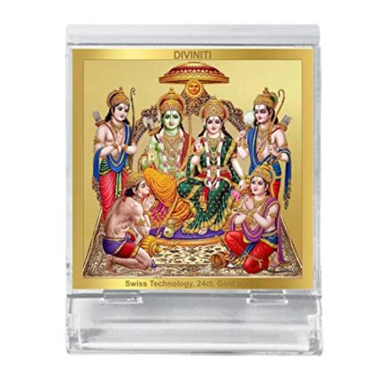 Efinito Ram Darbar God Idol Photo Frame for Car Dashboard, Table D?cor|ACF 3A Acrylic Frame, 24K Gold Plated Foil and |Idol for Pooja, Gifts Items (5.8X4.8 CM)