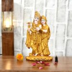 Efinito Radha Krishna ji Jugal Jodi Murti Poly Resin, Marble Crush for Home Mandir Temple Showpiece Idol Statue Gifts Home Decor Temple Pooja Golden
