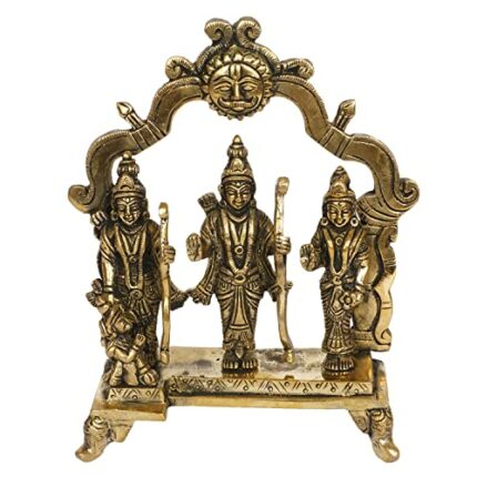 Efinito Brass Ram Darbar Murti for Home D?cor Bhagwan Ram Darbar with Sita Laxman Hanuman Idol Statue for Mandir Temple Height 6.75 Inch Gold Color