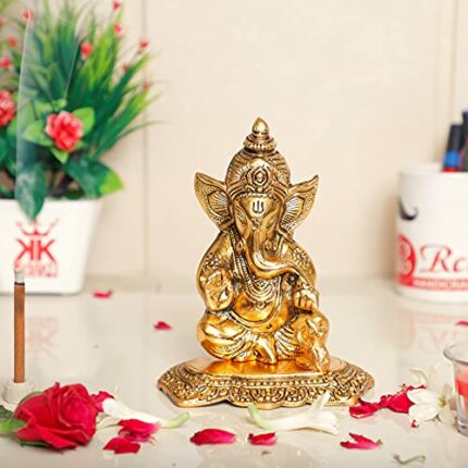 Efinito Ganesha Metal Statue,Ganpati Murti for Pooja Room & Decor Your Home,Office,Religious Idol Gift Article,Showpiece Figunrines...