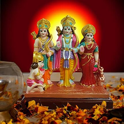 Efinito Ram Darbar Idol Home Desktop Table Decoration Pooja & Gift - 18 cm (Polyresin, Multicolor)