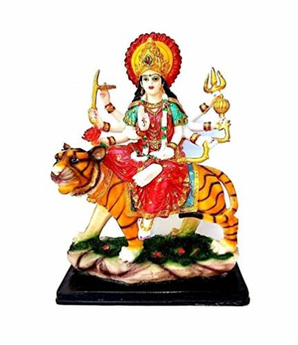 Efinito Marble Finish Goddess Maa Durga Devi Idol Statue Sherawali MATA Rani Spiritual Puja Vastu Showpiece Fegurine - Religious Murti Pooja Gift Item 8 Inch