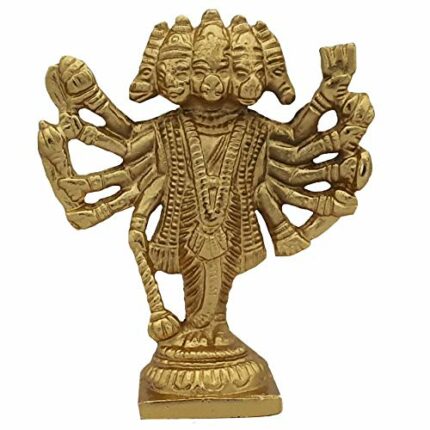 Efinito Panchmukhi Hanuman Idol for Home Puja Room Decor Pooja Mandir Decoration Items Showpiece Decorations Office Pancha Mukhi Hanumanji Indian Temple Murti Idols God Statue (Gold)