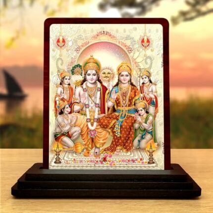 Efinito Ram Darbar Wooden Idol - Glossy Finish/Size 5x4 in - Murti for Home Puja Statue for Home Decor