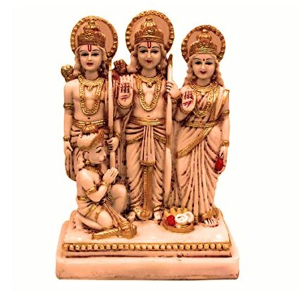 Efinito Ram Darbar Statue/Combo of 4 God Idol Ram/Sita/Laxhman/Hanuman Murti for Home Decor Pooja & Gift Decorative Showpiece - 17 cm (Resin, Brown)